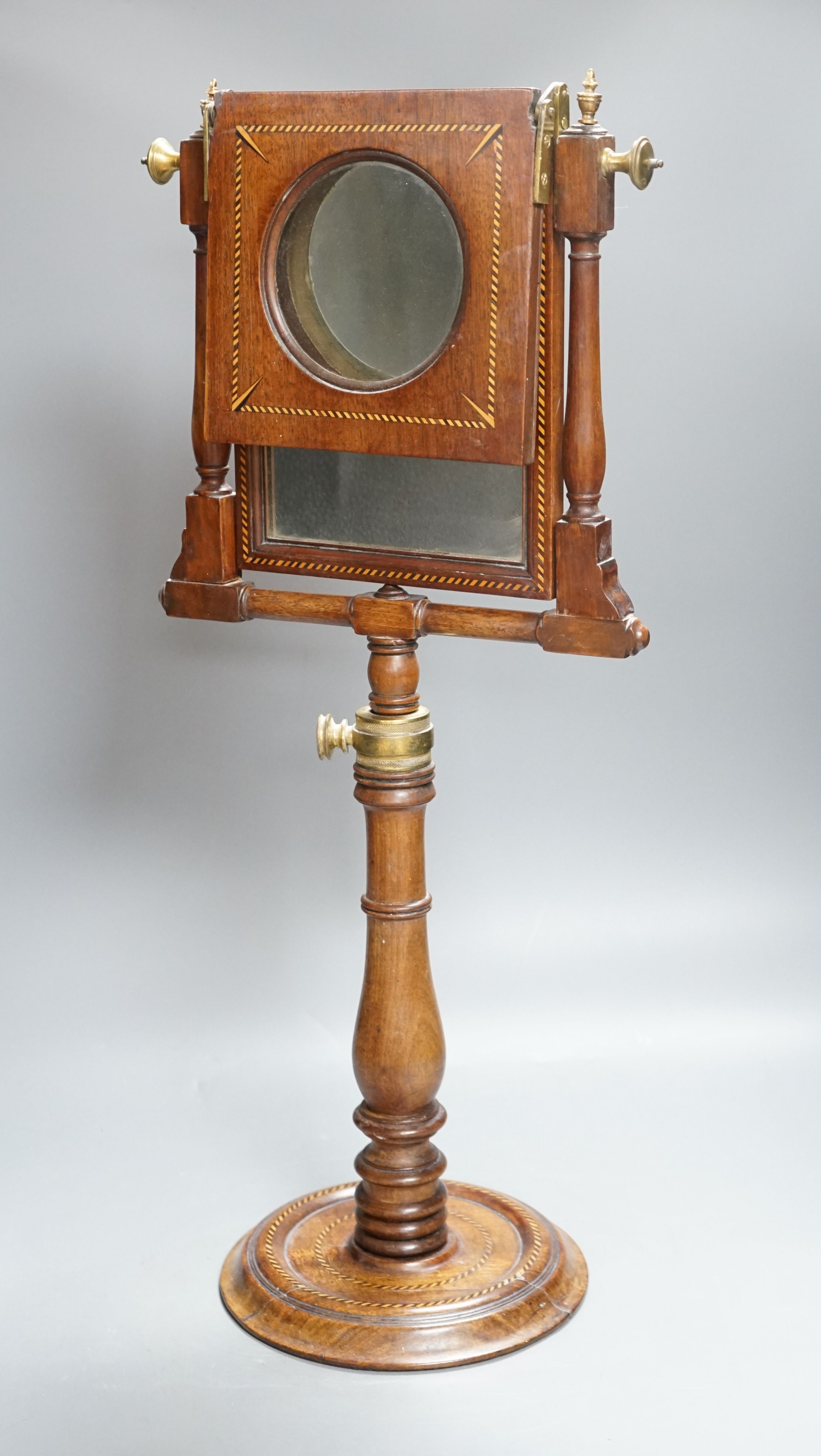 A George III inlaid mahogany zograscope, 62cm